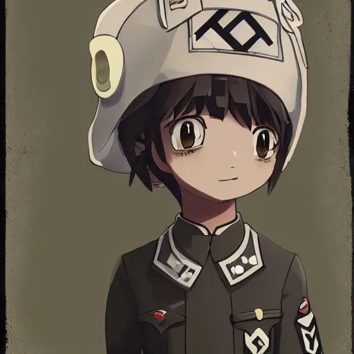 Prompt: beautiful little boy in nazi uniform posing. made in abyss art style, inspired by kris from deltarrune, cute detailed artwork, anatomically correct, soft details, ilya kuvshinov, reflection, perfect composition, portrait, illumination, digital art, detailed anime soft face, symmetrical face