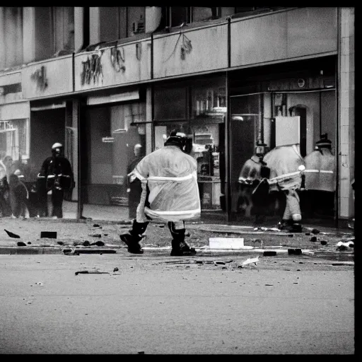 Image similar to after a riot, leica m 9, voigtlander 3 5 mm, depth of field, 1 9 3 0 s, ( ( ( fire ) ) )