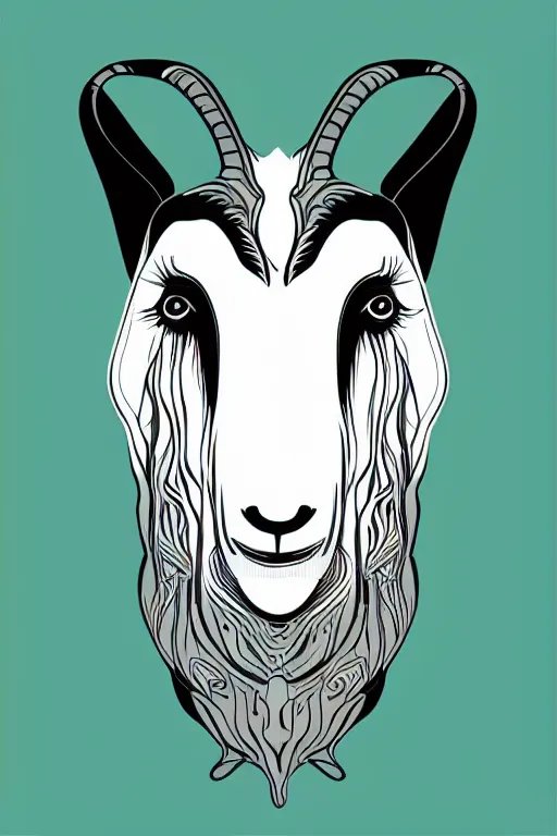 Prompt: mystic goat portrait vector illustration