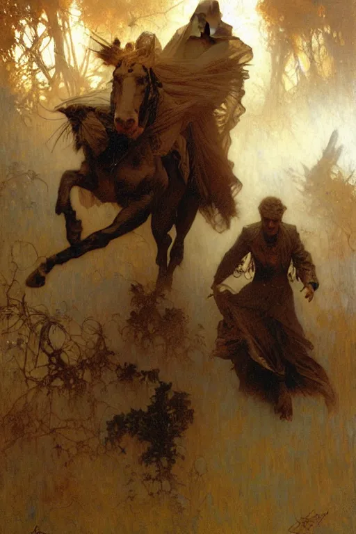 Image similar to zak bagans chasing ghosts, painting by gaston bussiere, craig mullins, greg rutkowski, alphonse mucha