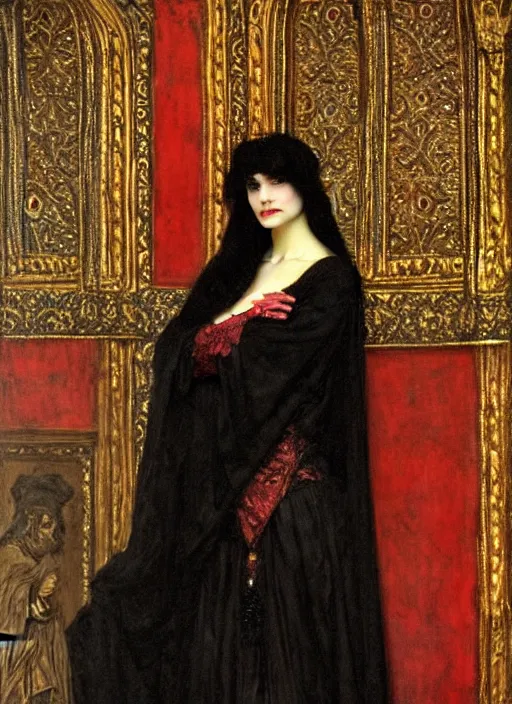 Image similar to ( ( gothic # ) ) princess portrait *. *. by edwin austin abbey * *, highly detailded