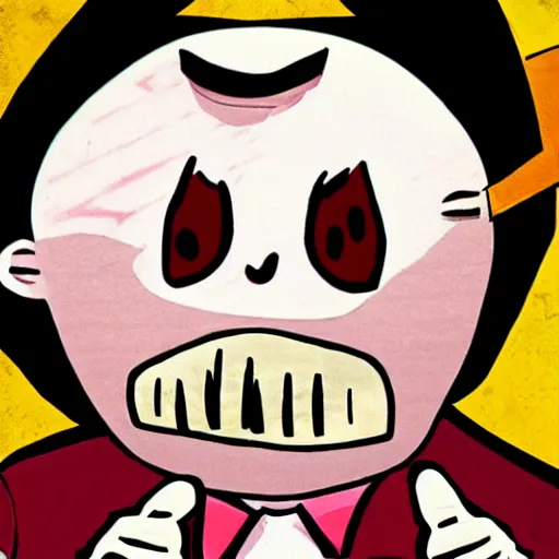 Image similar to a portrait of wilson from don't starve giving a thumbs up