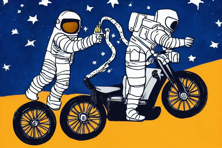 Image similar to an astronaut riding a motorcycle