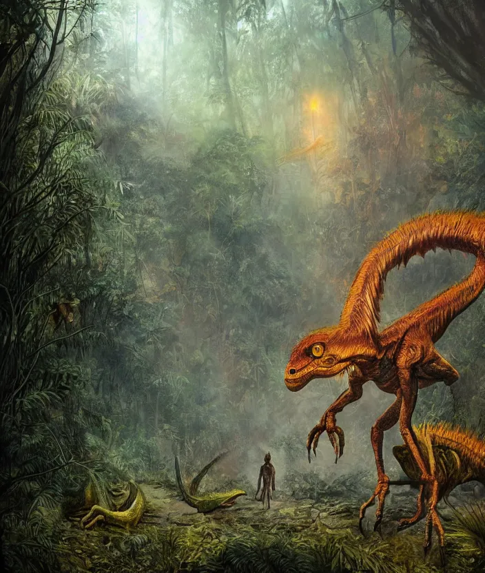 velociraptor stalking in the jungle, mysterious, | Stable Diffusion ...