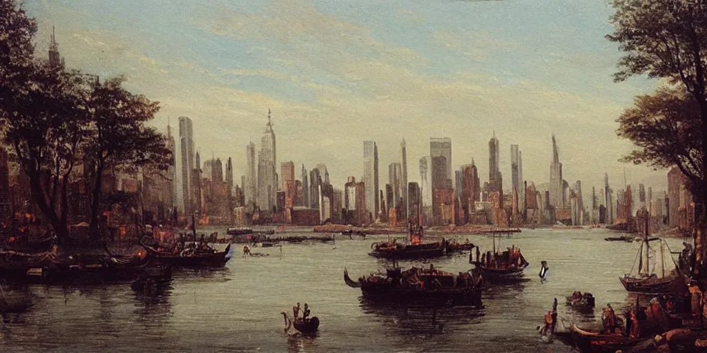 Prompt: very very very beautiful oil painting of New York in the 1800s, 4k detailed, very very well detailed painting