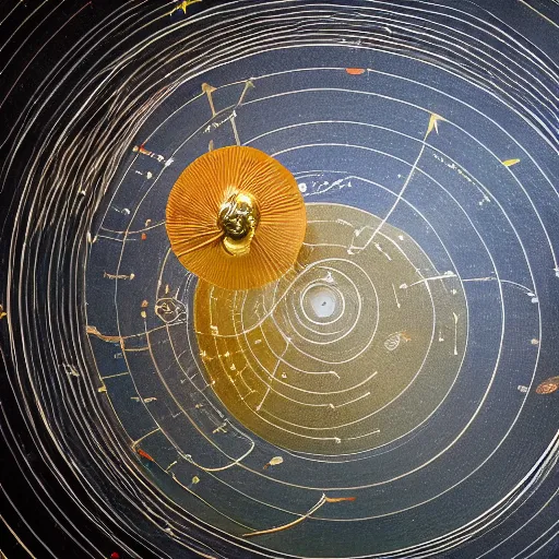 Prompt: a kinetic sculpture of this solar system, sun, orrery, canon 5 d 5 0 mm lens, papier - mache, studio, circa 2 0 3 7