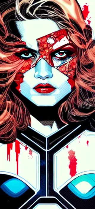 Image similar to blood in ocean intricate details by MARVEL comics and Sandra Chevrier