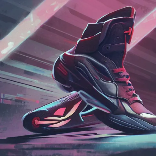 Image similar to basketball sneaker concept art, cyberpunk, sharp focus, illustration, concept art by tooth wu