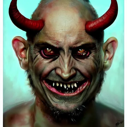 Prompt: high quality high detail painting by juan francisco casas, hd, just having fun, intense demonic look in the eyes, photorealistic lighting