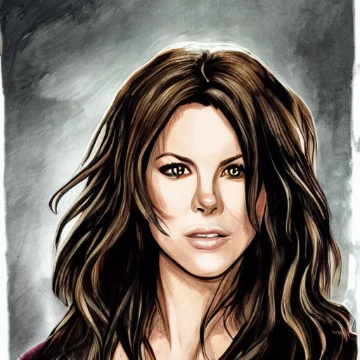 Image similar to kate beckinsale in van helsing, drawn as a cartoon character