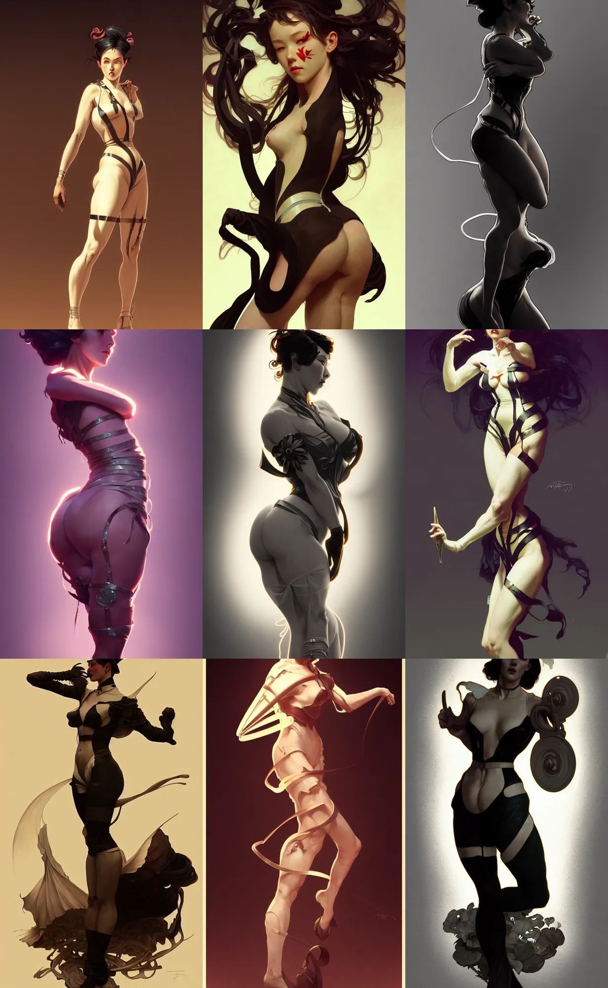 Image similar to digital concept art by artgerm, tooth wu, bierstadt, gurney, stalenhag and alphonse mucha. namilia. just one lonely black tape project attctive showgirl!! full body!! contour light effect!! 8 k, stage light. octane render. sharp edge. ultra clear detailed, t pose