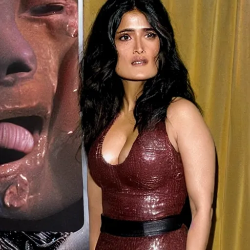 Image similar to alien eating salma hayek