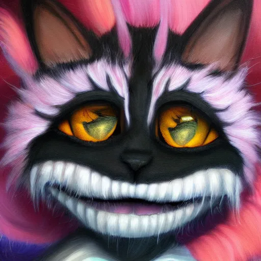 Image similar to Cheshire Cat oil painting trending on artstation, cafesale,