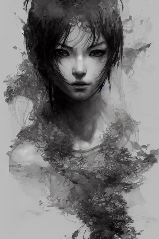 Image similar to portrait of anime woman, pen and ink, intricate line drawings, by craig mullins, ruan jia, kentaro miura, greg rutkowski