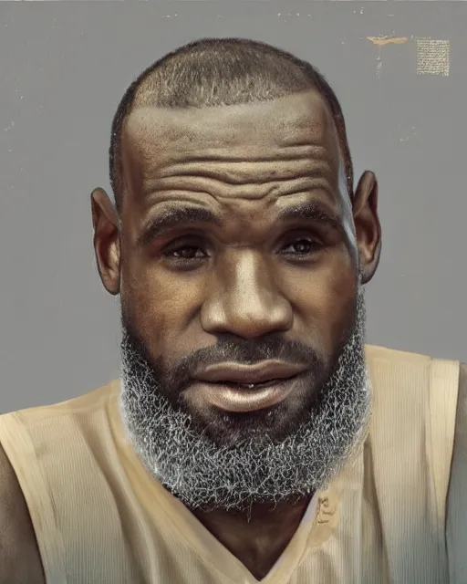 Prompt: portrait of lebron james, peaceful, old and wrinkled, photography by steve mccurry, detailed, trending on artstation
