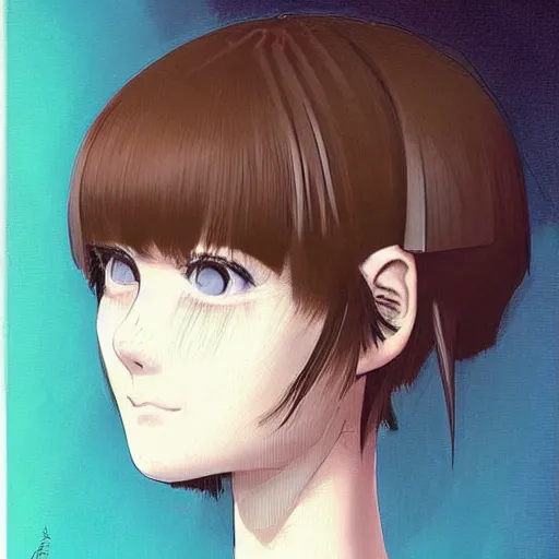 Prompt: beautiful pure evil teenager lain, cute haircut, with hundreds of network cables, neatly coming out of her head, a part of her face panel is showing, she is in pure bliss, chaos, bizarre, strange, portrait, painting, soft and intricate, fine lines, face is breaking like a porcelain doll, by artgerm,
