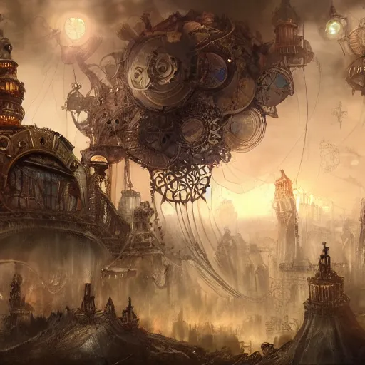 Image similar to psychedelic steampunk art, epic, 4k, concept art, detailed