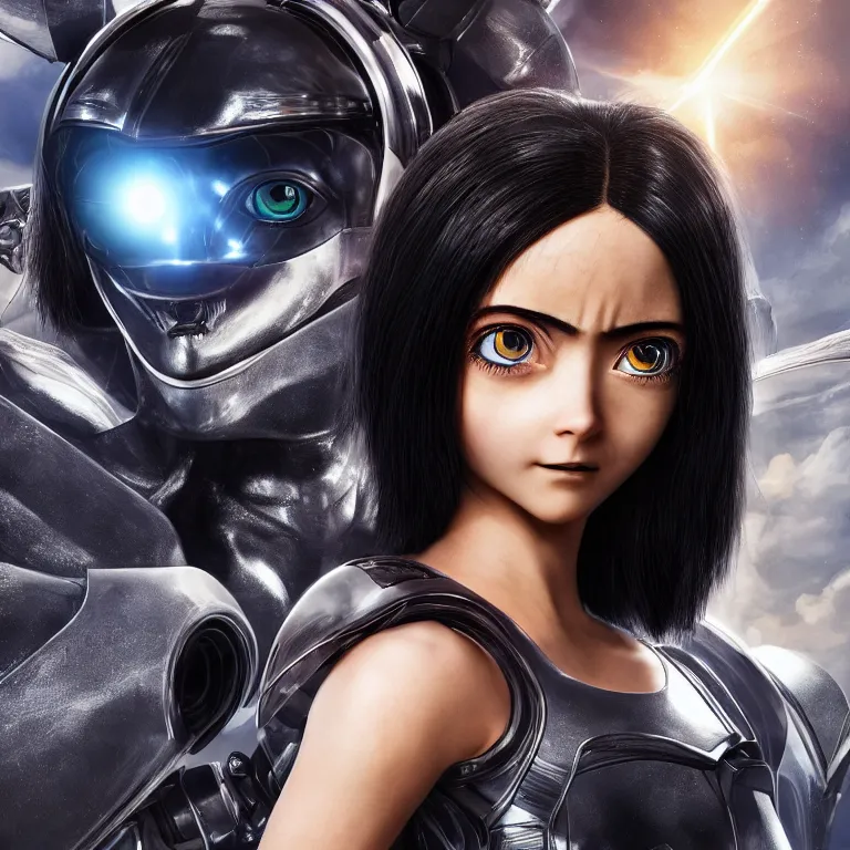 Image similar to scifi alita battle angel, elegant lady, big eyes, smiling face, extremely high detail, extremely high detailed face, cyborg, photorealism, sony a 7 r