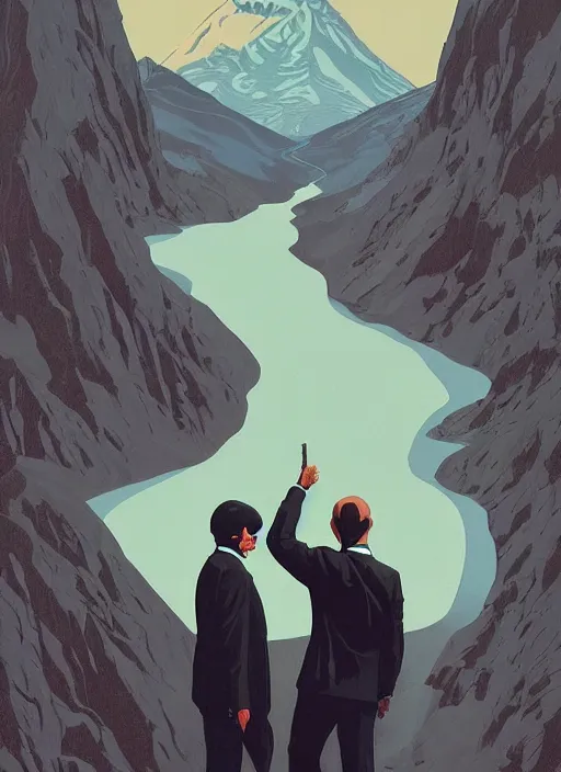 Prompt: Twin Peaks movie poster artwork by Michael Whelan and Tomer Hanuka, Rendering of the Illuminati, from a scene from Twin Peaks, clean, full of detail, Matte painting, trending on artstation and unreal engine