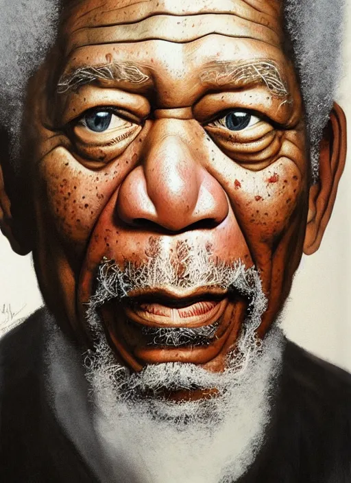 Prompt: morgan freeman as saurman, by alan lee, lord of the rings, smooth, oil painting, matte painting, concept art, trending on artstation, promotional artwork, film still, elegant, photorealistic facial features, intricate, detailed face, cinematic lighting