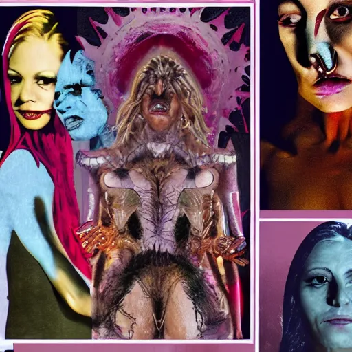 Image similar to collage artwork of monster woman