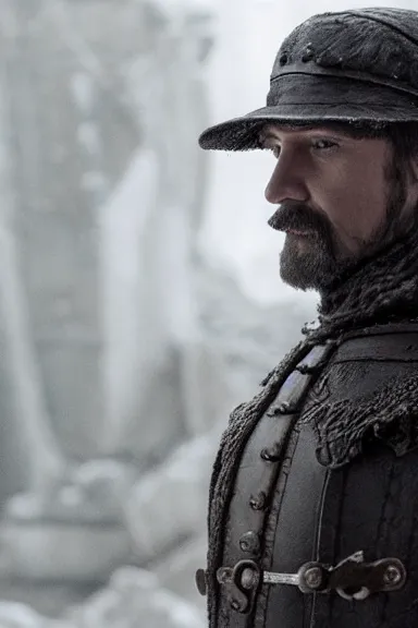 Prompt: very very intricate photorealistic photo of a realistic human version of luigi wearing his hat in an episode of game of thrones, photo is in focus with detailed atmospheric lighting, award - winning details