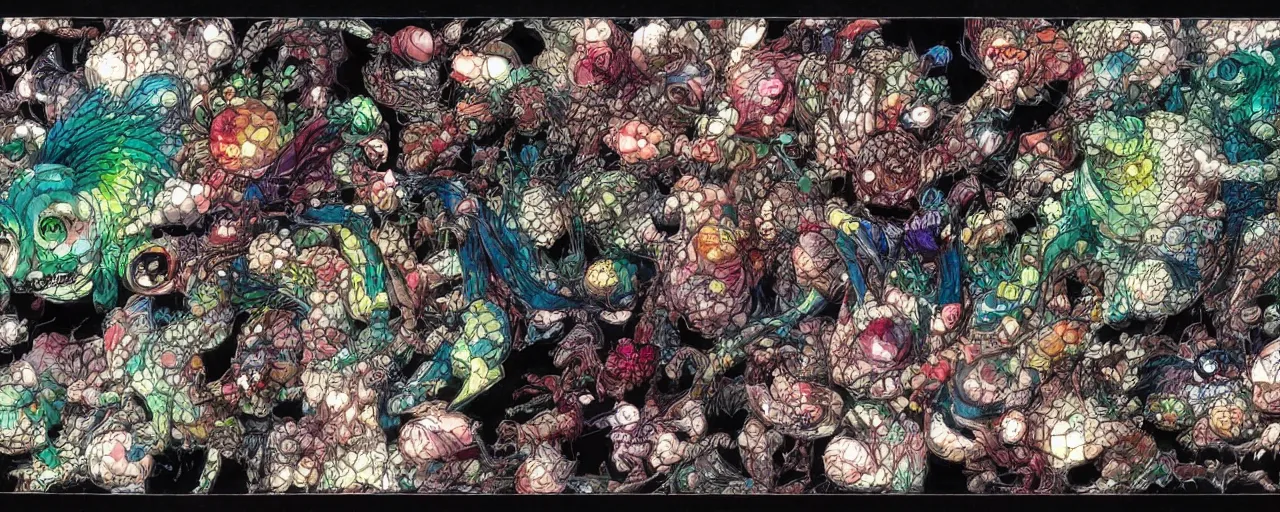 Prompt: yoshitaka amano color palette