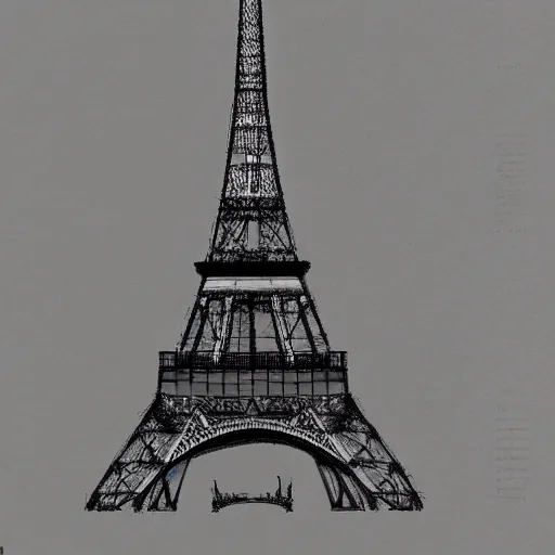 Image similar to rejected design sketches for the eiffel tower