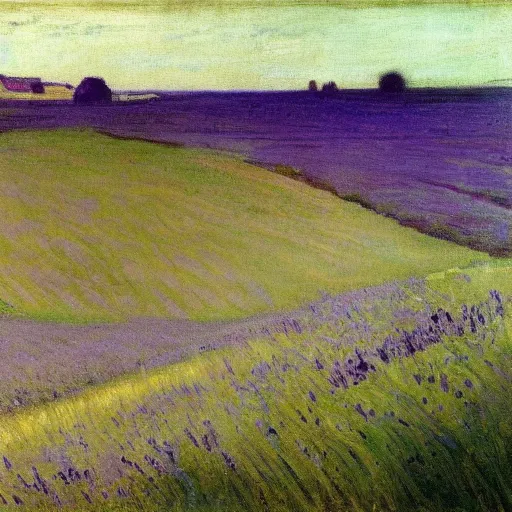 Prompt: painting of lavender field, highly detailed, beautiful lighting by james abbott mcneill whistler