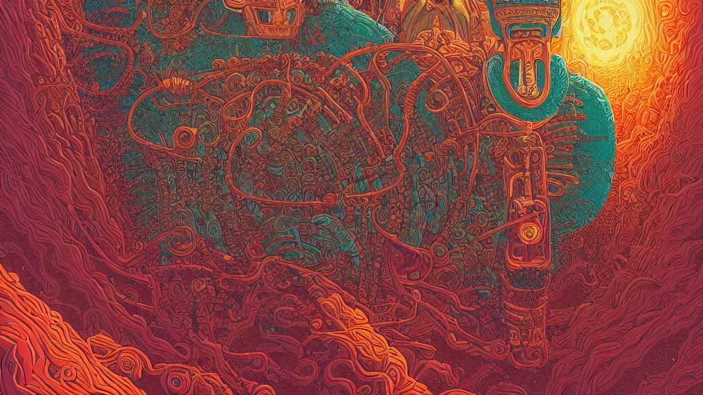 Image similar to highly detailed illustration of a mayan god by kilian eng, by moebius!, by oliver vernon, by kyle hotz, by dan mumford