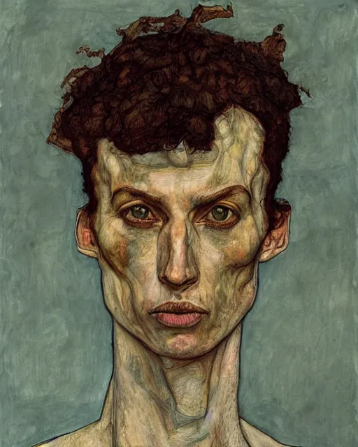 Prompt: portrait of a tyrannosaurus!!!!!!!!!!!!!!!!!!!!!!!!!!!!!!!!! by egon schiele in the style of greg rutkowski