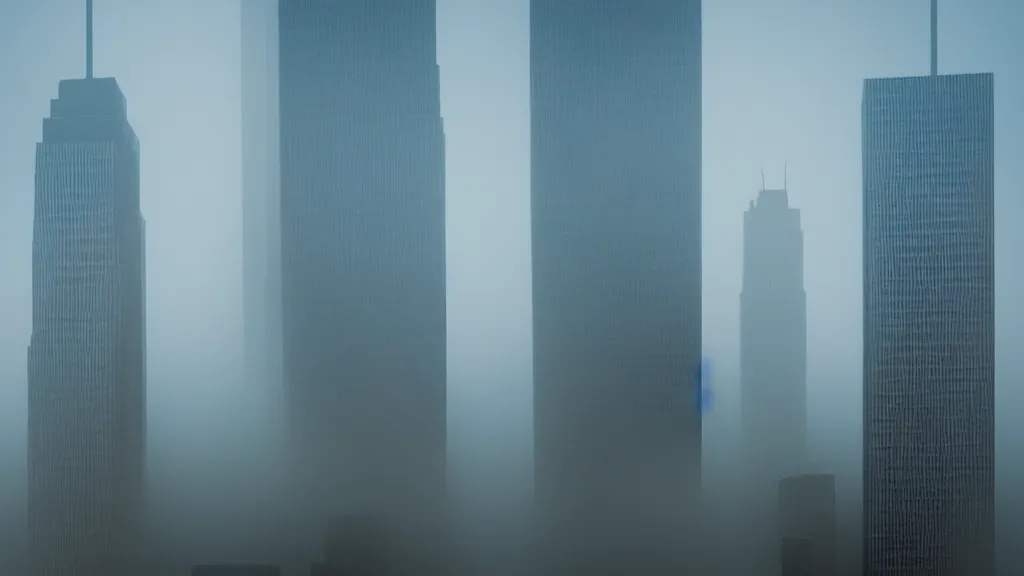 Prompt: Hulk sized Obama towers over a foggy Manhattan; by Beeple; 4K