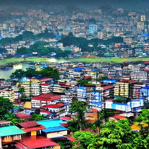 Image similar to guwahati city scenic view, wide angle photography, award winning national geography