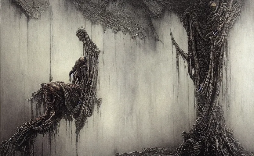 Image similar to cyberpunk dreaming by gustave dore and gustave moreau and beksinski and giger