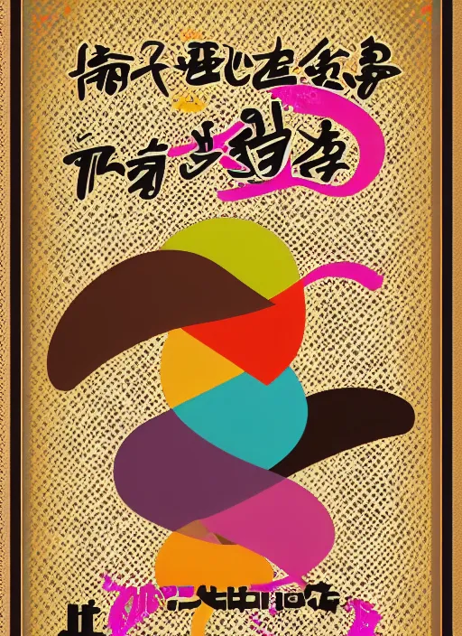 Image similar to poster design with bright and colourful vintage typographic japanese katakana, layout design, illustrator vector graphics