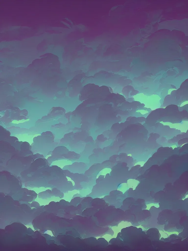 Image similar to neon glow in the dark clouds by disney concept artists, blunt borders, rule of thirds