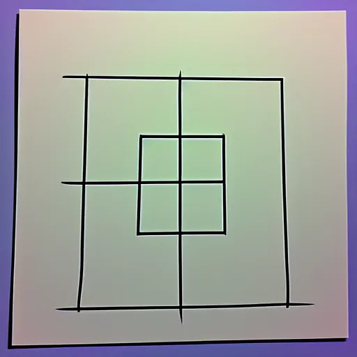 Prompt: An educational artist's demonstration of a single simple square drawn in one point perspective. Sketch.