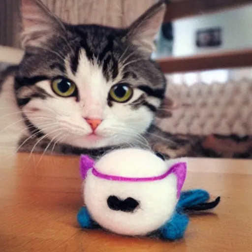 Image similar to one very cute Cat playing with wool anime Kawaii mcbess