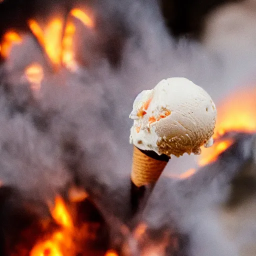 Image similar to photo of a burning ice cream