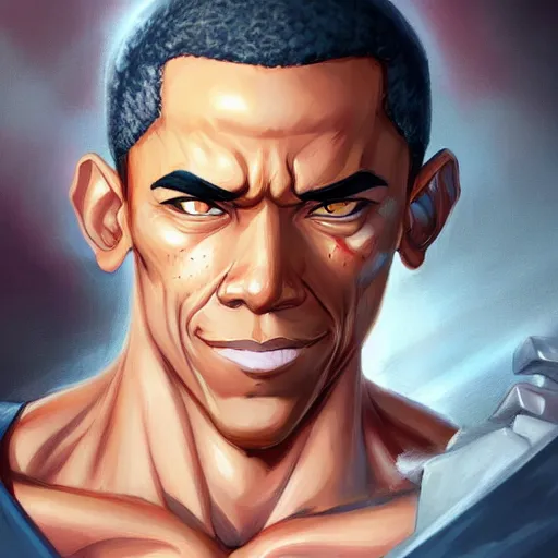 Image similar to anime portrait of obama as a muscular anime boy by stanley artgerm lau, wlop, rossdraws, james jean, andrei riabovitchev, marc simonetti, and sakimichan, trending on artstation