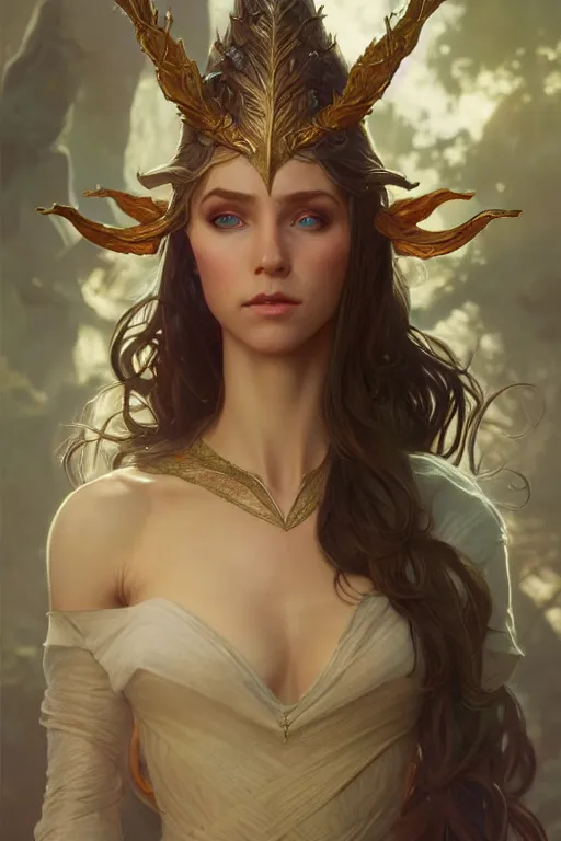 Image similar to beautiful elven princess, accurate anatomy, only two hands, highly detailed, digital painting, artstation, concept art, smooth, sharp focus, illustration, Unreal Engine 5, 8K, art by ross tran and greg rutkowski and alphonse Mucha