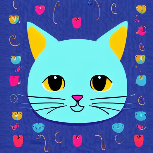 Image similar to “cute kitty vector art, blue background”