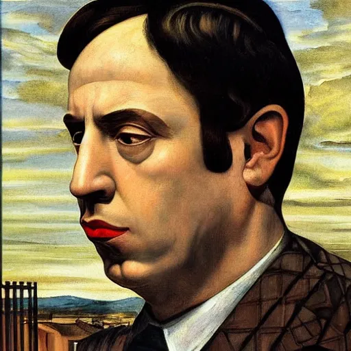 Prompt: Art of a portrait of Saul Goodman, by Giorgio de Chirico