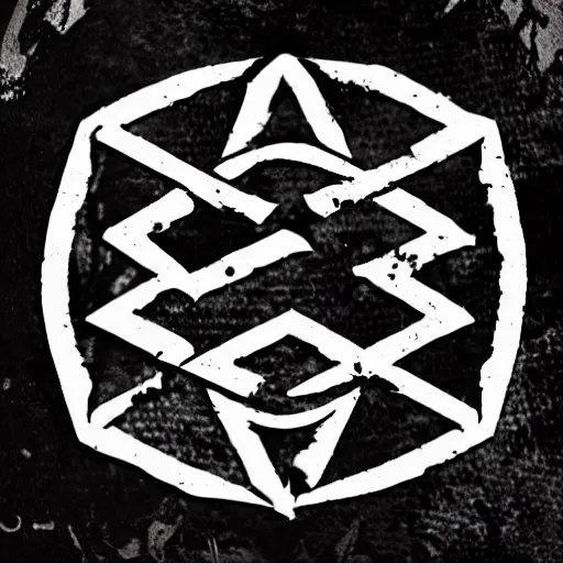 Image similar to black metal band logo, metal font, unreadable, futuristic font