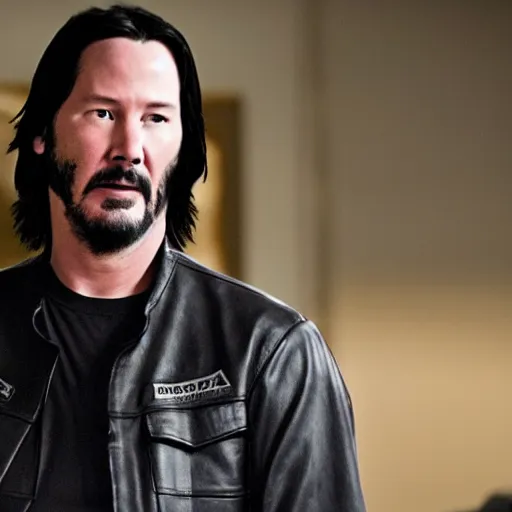 Image similar to Keanu Reeves in Sons of anarchy very detail4K quality super realistic