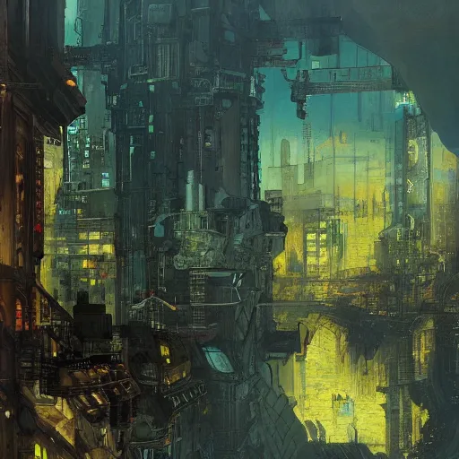Prompt: painting of scifi tech cityscape, buildings made of glass from exploration, big medium small, artstation, colored marker, paper collage, andreas achenbach, concept art