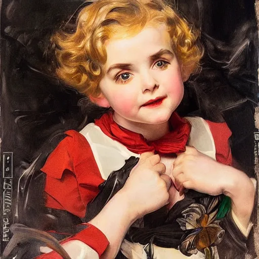 Image similar to mckenna grace in prey picture by j. c. leyendecker and peter paul rubens, asymmetrical, dark vibes, realistic painting, organic painting, matte painting, geometric shapes, hard edges, graffiti, street art : 2 by j. c. leyendecker and peter paul rubens : 4