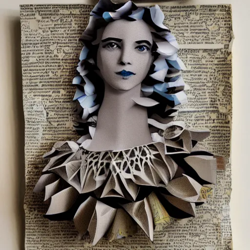 Prompt: a paper model of lucy jeartfilia, paper modeling art.