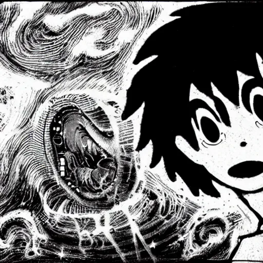 Image similar to a frame from a cosmic horror manga, in the style of junji ito