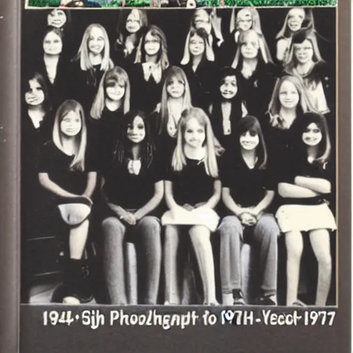 Prompt: high school photo book 1974